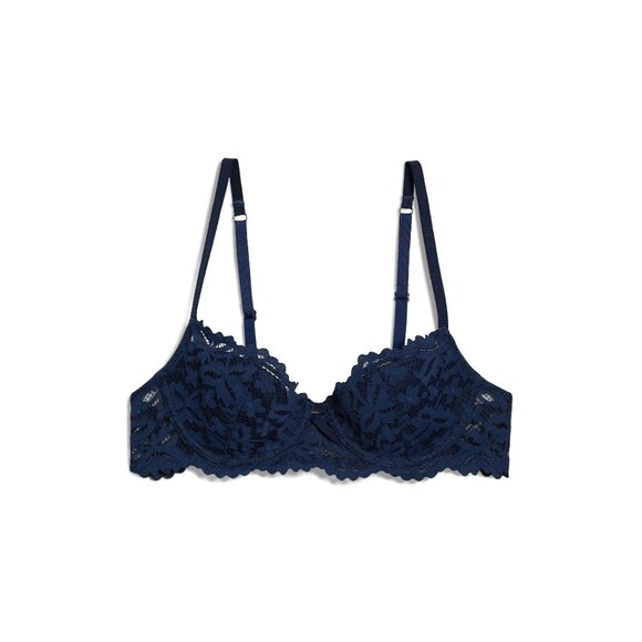 🆕ETAM Legende Underwire Demi Lace Bra 36C Navy Blue - Picture 4 of 8